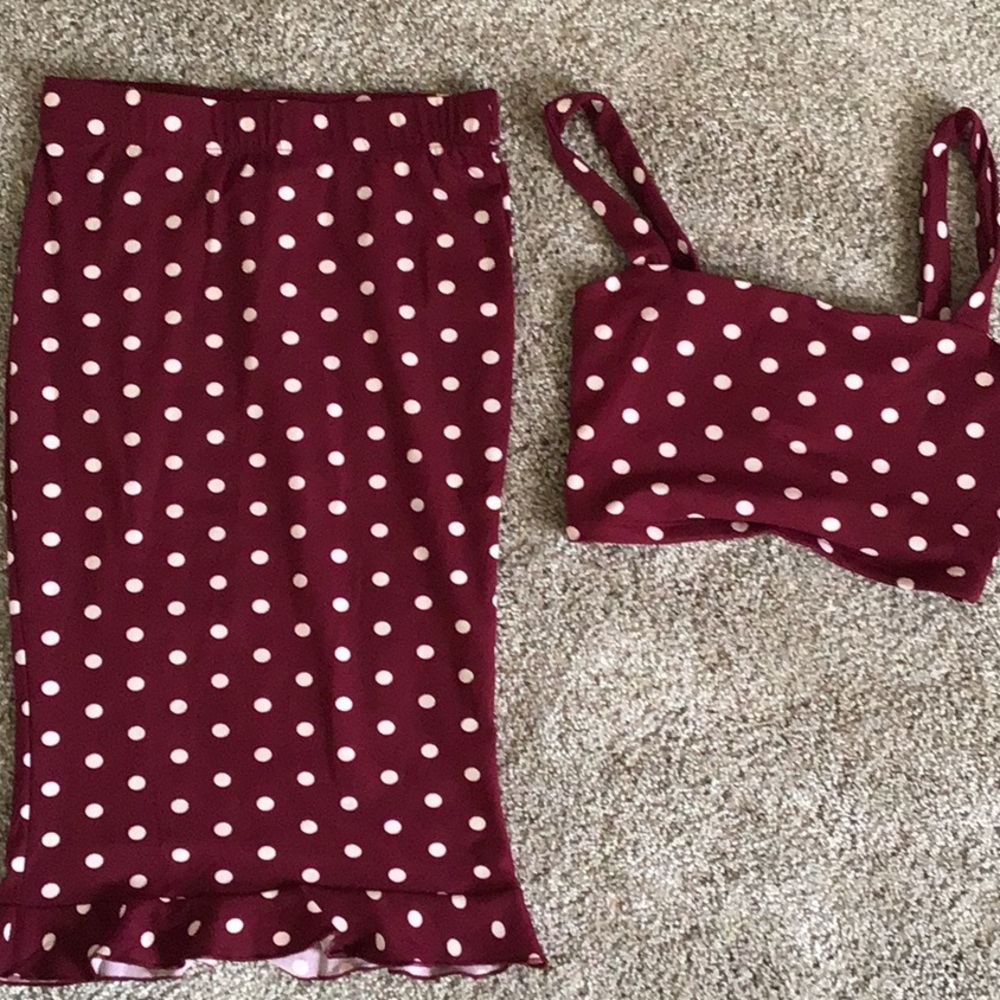 2Pc Crop Top Skirt Set - Picture 4 of 5
